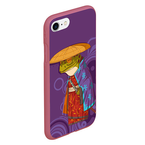 Чехол iPhone 7/8 матовый Лягуха-самурай на фиолетовом фоне / 3D-Малиновый – фото 2
