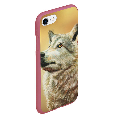 Чехол iPhone 7/8 матовый Спокойный волк / 3D-Малиновый – фото 2