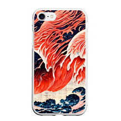 Чехол iPhone 7/8 матовый Великая красная волна, цвет: 3D-белый