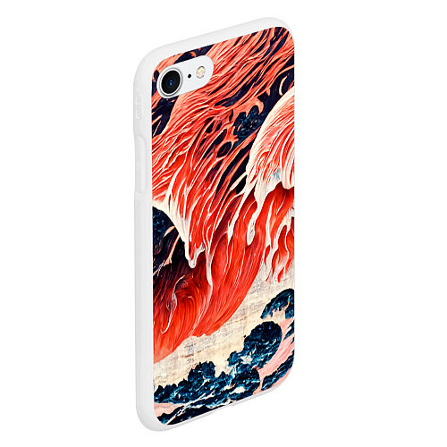 Чехол iPhone 7/8 матовый Великая красная волна / 3D-Белый – фото 2