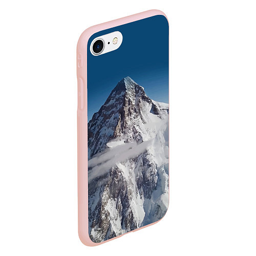 Чехол iPhone 7/8 матовый Каракорум, К2, Чогори, 8614 м - вторая по высоте / 3D-Светло-розовый – фото 2