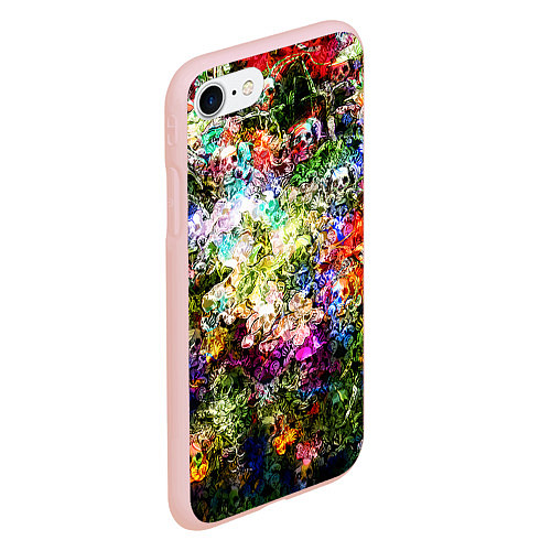 Чехол iPhone 7/8 матовый Цветы на черепах / 3D-Светло-розовый – фото 2