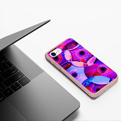 Чехол iPhone 7/8 матовый Диски CD - паттерн, цвет: 3D-светло-розовый — фото 2