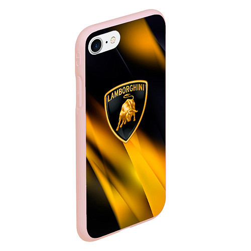 Чехол iPhone 7/8 матовый Lamborghini - Жёлто-чёрный абстракция / 3D-Светло-розовый – фото 2