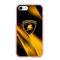 Чехол iPhone 7/8 матовый Lamborghini - Жёлто-чёрный абстракция, цвет: 3D-светло-розовый
