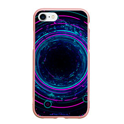 Чехол iPhone 7/8 матовый Неоновый тоннель - портал, цвет: 3D-светло-розовый