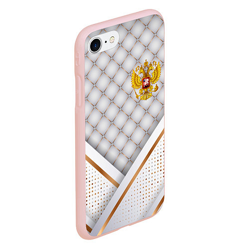 Чехол iPhone 7/8 матовый Герб России white gold / 3D-Светло-розовый – фото 2