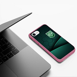 Чехол iPhone 7/8 матовый Зеленый герб России, цвет: 3D-малиновый — фото 2