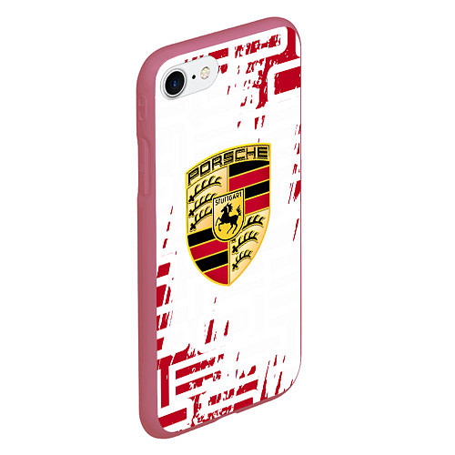 Чехол iPhone 7/8 матовый Porsche - паттерн / 3D-Малиновый – фото 2