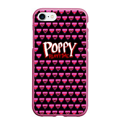 Чехол iPhone 7/8 матовый Poppy Playtime - Kissy Missy Pattern - Huggy Wuggy, цвет: 3D-малиновый