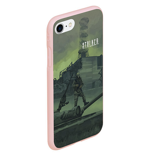 Чехол iPhone 7/8 матовый STALKER Военный На Танке Возле ЧАЭС / 3D-Светло-розовый – фото 2