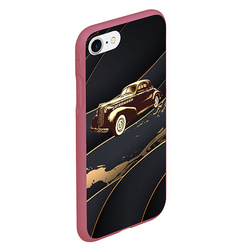 Чехол iPhone 7/8 матовый Рисунок ретро - автомобиля / 3D-Малиновый – фото 2