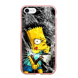 Чехол iPhone 7/8 матовый Барт Симпсон разбил из рогатки стекло