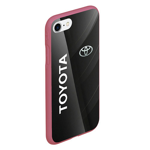 Чехол iPhone 7/8 матовый Toyota - серая абстракция / 3D-Малиновый – фото 2
