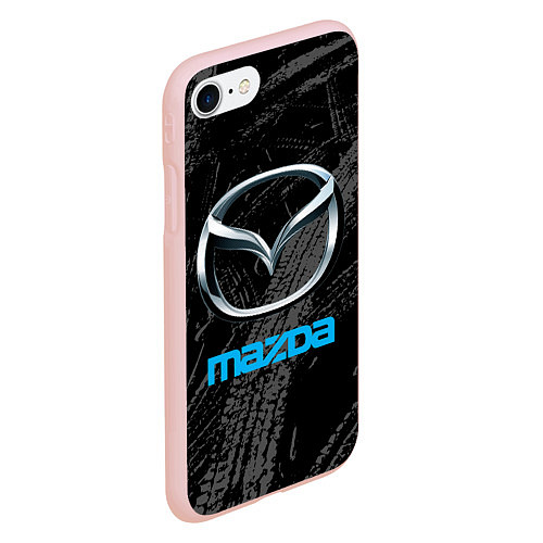 Чехол iPhone 7/8 матовый Mazda - следы шин / 3D-Светло-розовый – фото 2