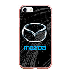 Чехол iPhone 7/8 матовый Mazda - следы шин, цвет: 3D-светло-розовый