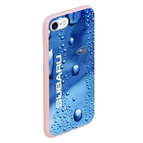 Чехол iPhone 7/8 матовый Subaru - капли / 3D-Светло-розовый – фото 2