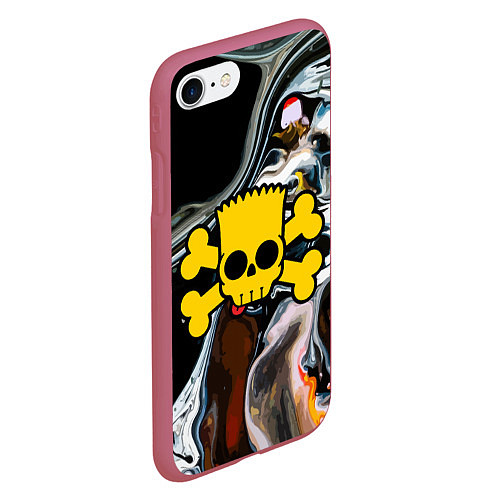 Чехол iPhone 7/8 матовый Череп Барта Симпсона! / 3D-Малиновый – фото 2