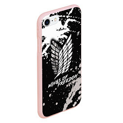 Чехол iPhone 7/8 матовый Attack on Titan wings of freedom, цвет: 3D-светло-розовый — фото 2