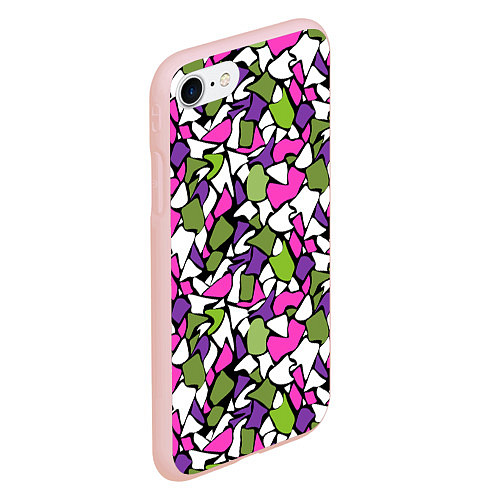 Чехол iPhone 7/8 матовый Абстрактный розово -оливковый узор / 3D-Светло-розовый – фото 2