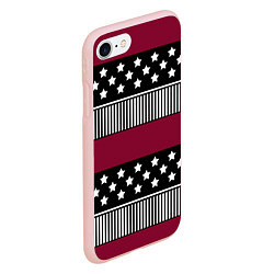 Чехол iPhone 7/8 матовый Burgundy black striped pattern, цвет: 3D-светло-розовый — фото 2