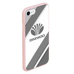 Чехол iPhone 7/8 матовый Daewoo - серые полосы, цвет: 3D-светло-розовый — фото 2