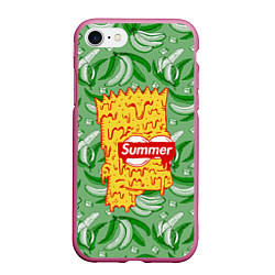 Чехол iPhone 7/8 матовый Барт Симпсон - Summer, цвет: 3D-малиновый