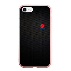 Чехол iPhone 7/8 матовый Suzuki - карбон, цвет: 3D-светло-розовый