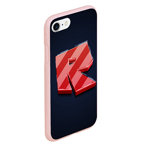 Чехол iPhone 7/8 матовый Roblox red - Роблокс полосатый логотип / 3D-Светло-розовый – фото 2