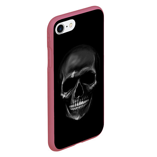 Чехол iPhone 7/8 матовый Карбоновый череп / 3D-Малиновый – фото 2