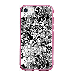 Чехол iPhone 7/8 матовый Черно-белый абстрактный паттерн, цвет: 3D-малиновый