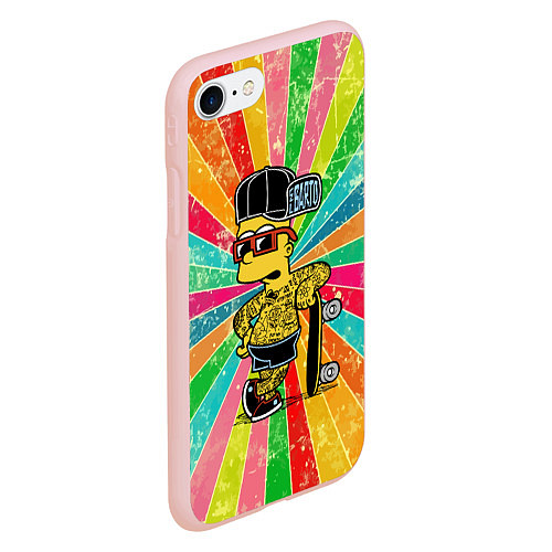 Чехол iPhone 7/8 матовый Барт Симпсон весь в татухах со скейтбордом / 3D-Светло-розовый – фото 2