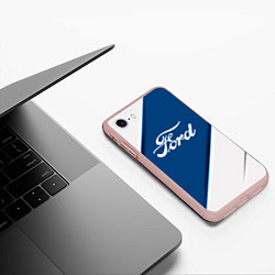 Чехол iPhone 7/8 матовый Ford - СИНЯЯ ПОЛОСА, цвет: 3D-светло-розовый — фото 2