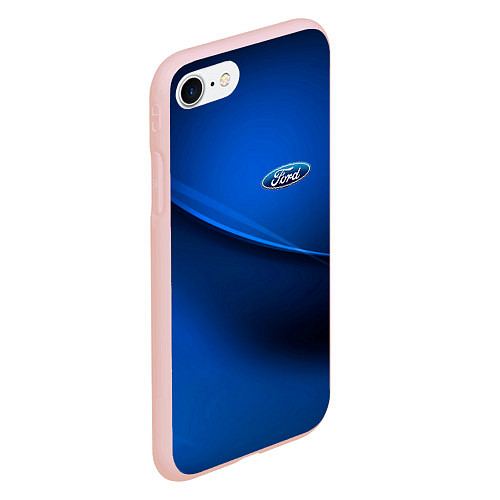 Чехол iPhone 7/8 матовый Ford - синяя абстракция / 3D-Светло-розовый – фото 2