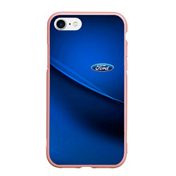 Чехол iPhone 7/8 матовый Ford - синяя абстракция, цвет: 3D-светло-розовый