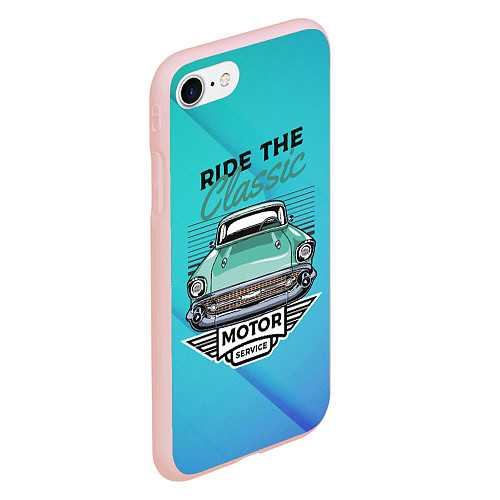 Чехол iPhone 7/8 матовый Ride the classic - ретро авто / 3D-Светло-розовый – фото 2