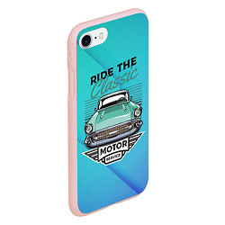 Чехол iPhone 7/8 матовый Ride the classic - ретро авто, цвет: 3D-светло-розовый — фото 2