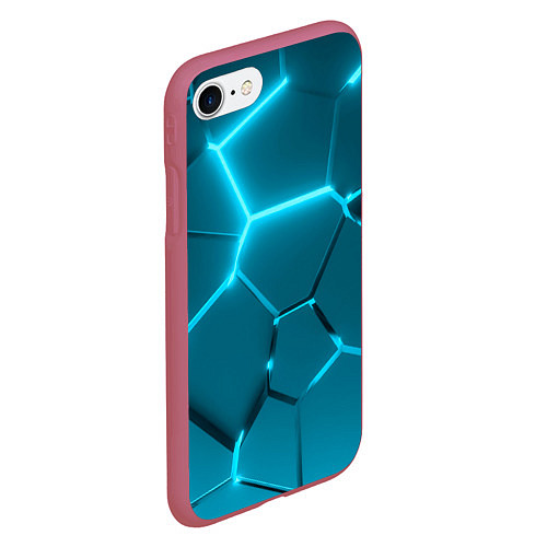 Чехол iPhone 7/8 матовый Ледяные неоновые геометрические плиты / 3D-Малиновый – фото 2
