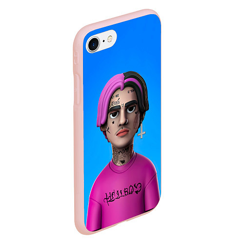 Чехол iPhone 7/8 матовый Lil Peep На Синем Фоне / 3D-Светло-розовый – фото 2