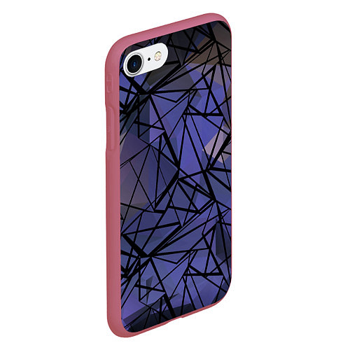 Чехол iPhone 7/8 матовый Blue with black stripes pattern / 3D-Малиновый – фото 2