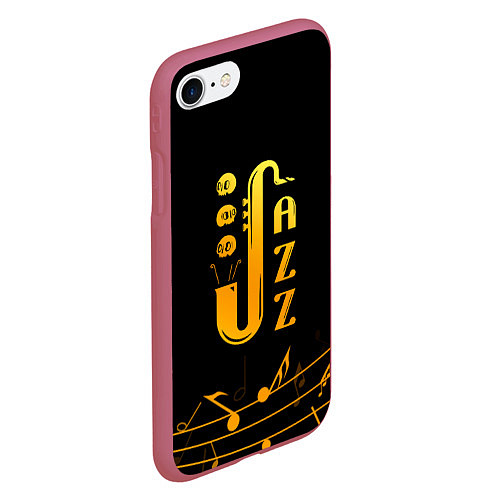 Чехол iPhone 7/8 матовый Jazz - ноты / 3D-Малиновый – фото 2