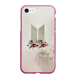 Чехол iPhone 7/8 матовый BTS Logo And Flowers