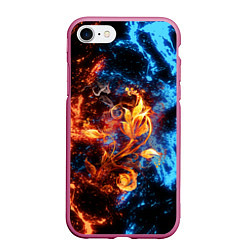 Чехол iPhone 7/8 матовый Огонь и вода - Огненный цветок, цвет: 3D-малиновый
