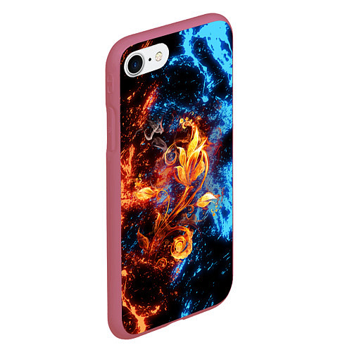Чехол iPhone 7/8 матовый Огонь и вода - Огненный цветок / 3D-Малиновый – фото 2