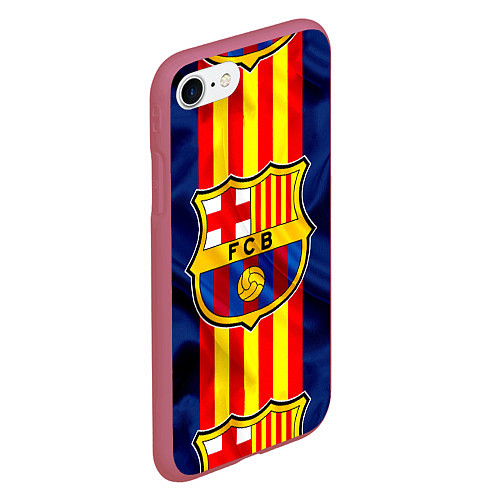 Чехол iPhone 7/8 матовый Фк Барселона Лого / 3D-Малиновый – фото 2
