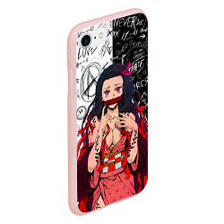 Чехол iPhone 7/8 матовый Незуко - Клинок рассекающий демонов, цвет: 3D-светло-розовый — фото 2