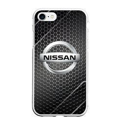 Чехол iPhone 7/8 матовый Nissan метал карбон, цвет: 3D-белый