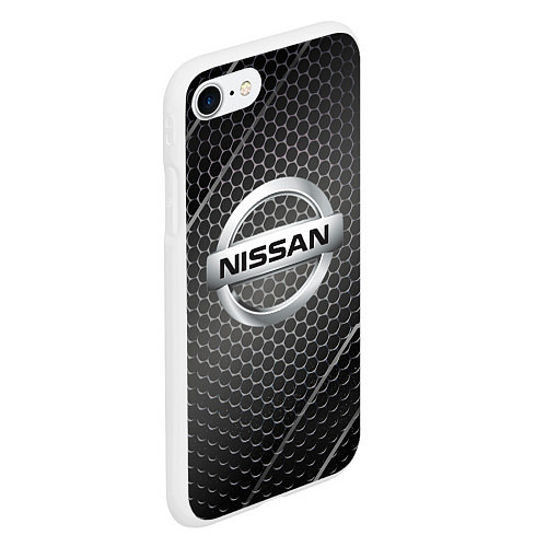 Чехол iPhone 7/8 матовый Nissan метал карбон / 3D-Белый – фото 2