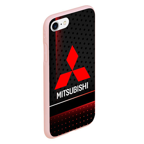 Чехол iPhone 7/8 матовый Mitsubishi Абстракция карбон / 3D-Светло-розовый – фото 2