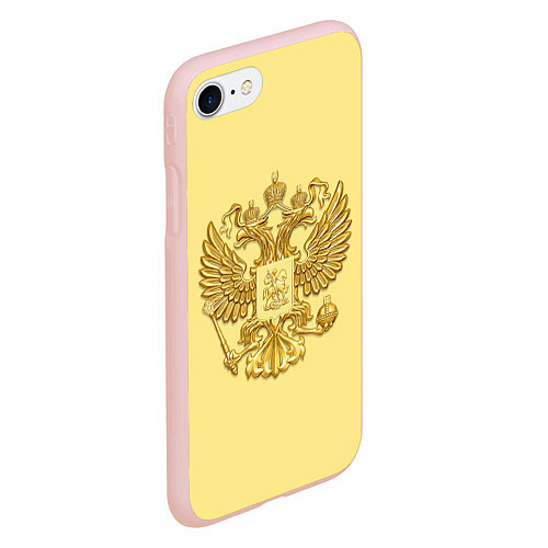 Чехол iPhone 7/8 матовый Герб России - золото / 3D-Светло-розовый – фото 2